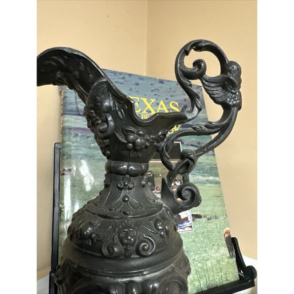 Vintage Metal Repousse French Victorian Cherub Pitcher Ewer Urn Decor - Picture 3 of 9